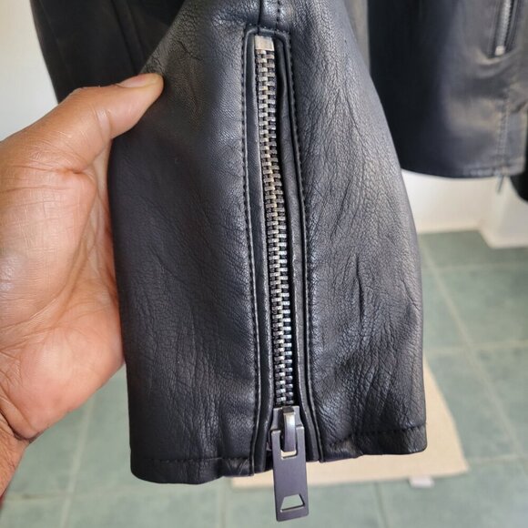 New Blank-NYC Men's Leather Moto Full Zip Jacket w/Hood – Size Large - Picture 5 of 14